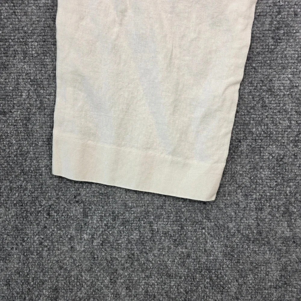 Banana Republic Linen Blend Pants Womens XS White‎ Straight Leg Elastic Waist